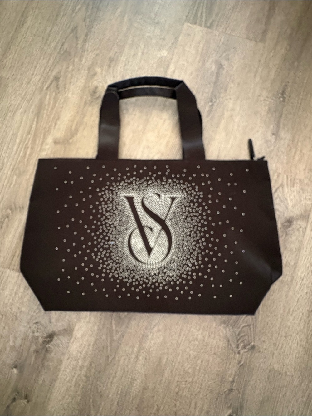 Victoria's Secret Black Tote with Silver Studded VS Logo